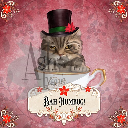 Bah Humbug tea label art print Print Ash Evans 