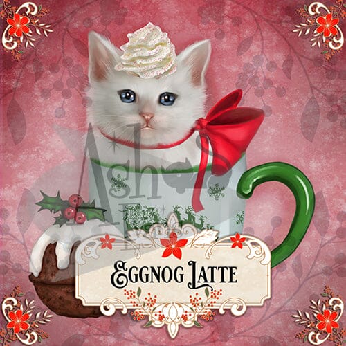 Eggnog latte tea label art print Print Ash Evans 